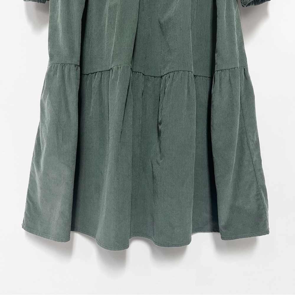 ASOS Tiered Cord Babydoll Long Sleeve Midi Smock Dress - Picture 6 of 10